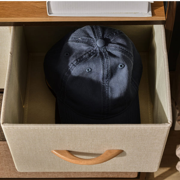 English Elm HOMCOM 4-Drawer Dresser with Foldable Fabric Drawers, Steel Frame, Anti-Tip, Maple Top Organizer W2225P229643