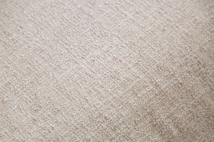 English Elm Mid-Century Beige Chair with Bolster Pillow, Ash Wood Legs & Rattan Panel — Retro Modern Comfort B2741P378636