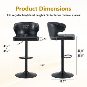 English Elm Modern Oil-wax Upholstered Swivel Barstools with Ergonomic High Back for Kitchen Islands W2920P419849