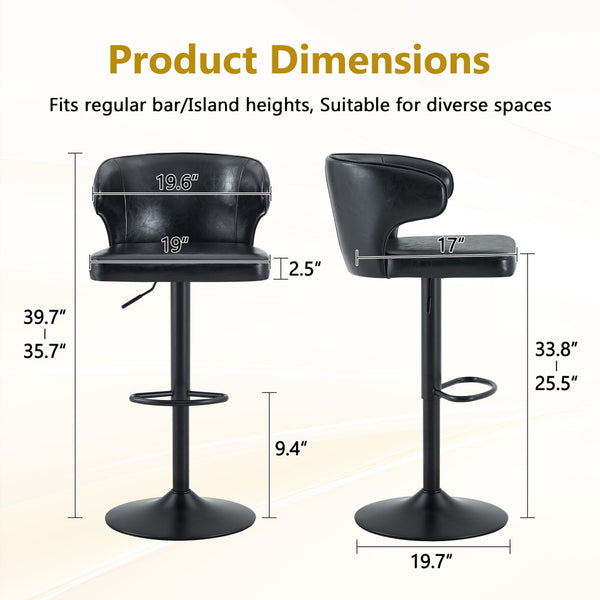 English Elm Modern Oil Wax Upholstered Swivel Barstool Set with Lumbar Support and Chrome Base W2920S00130