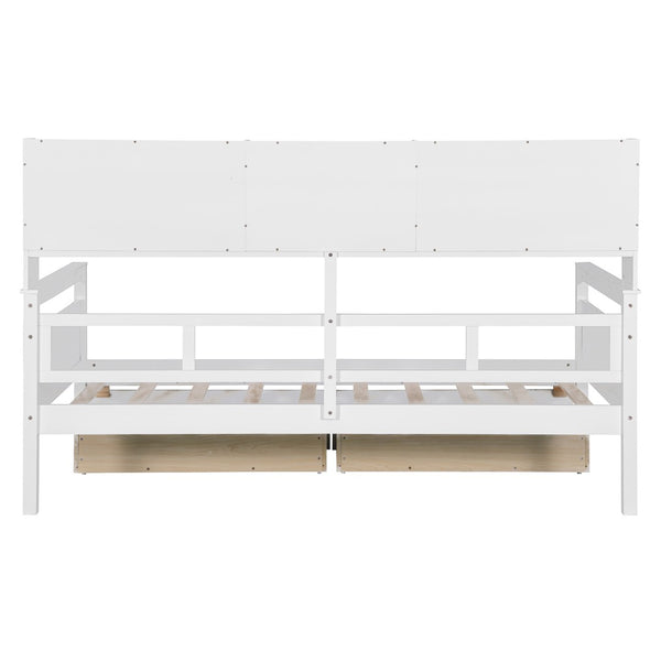 English Elm Twin Daybed with Under Bed Drawers and Built in Shelf Solid Pine Wood Frame N708P245183K