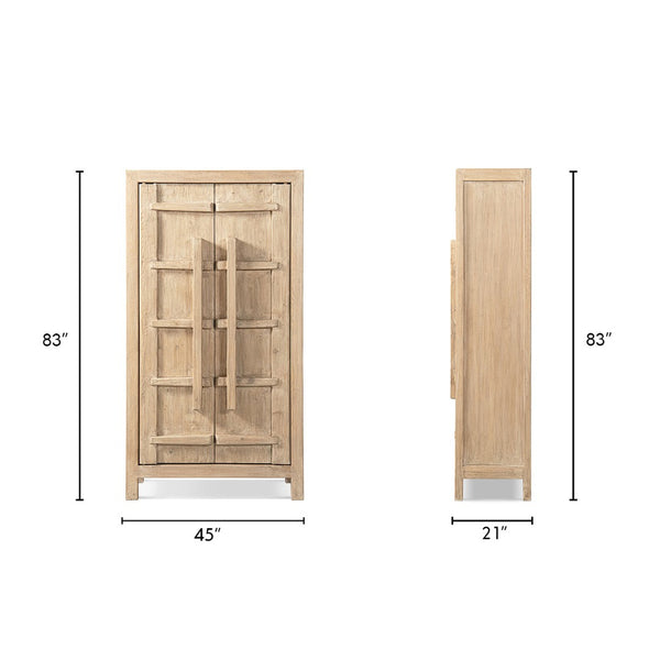 English Elm Rowan Reclaimed Pine Tall Cabinet Crossbar Double Doors Rustic Farmhouse Storage B2719P474455