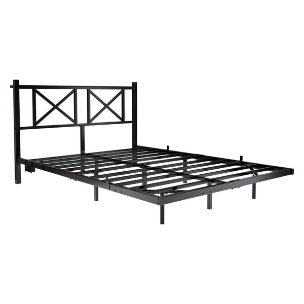 English Elm Full Size Floating Platform Bed with Led Underglow Usb Charging and Storage Headboard W840P383353