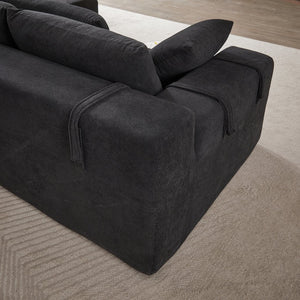 English Elm Modern Chenille Upholstered Sectional Sofa - Flexible L-Shaped Couch Set With 6 Pillows For Comfort W834S00393