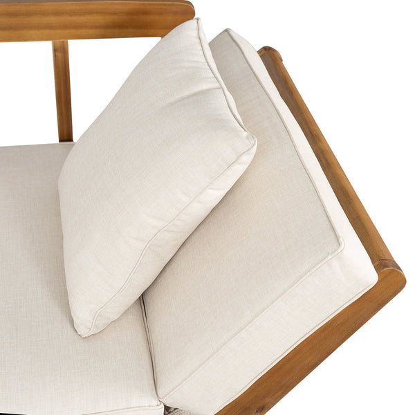 English Elm Christopher Knight Home® - Outdoor Acacia Daybed Sofa with Foldable Arms, Rust‑Resistant Teak Frame & UV‑Proof Beige Cushions N779P249303T