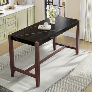 English Elm Counter 47.5-Inch Faux Marble Counter Height Table with Sturdy Rubber Wood Legs, Modern Dining Accent (96) Black N752P269652B