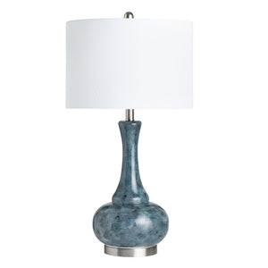 Crestview Collection Transitional Table Lamp - Elegant Genie Bottle Design In Teal & Gray With White Linen Shade   Cvabs2289