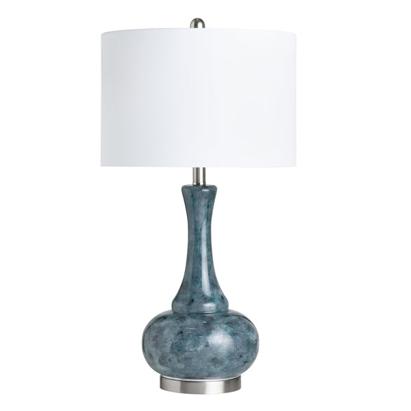 Crestview Collection Transitional Table Lamp - Elegant Genie Bottle Design In Teal & Gray With White Linen Shade   Cvabs2289