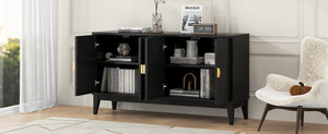 English Elm Christopher Knight Home® - 4-Door Elegant Sideboard Storage Cabinet With Gold Handles - Modern Black Design For Living & Dining N759P192449B