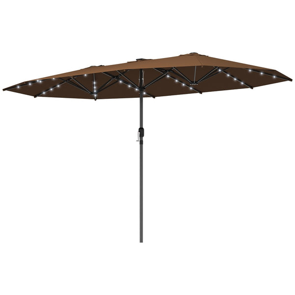 English Elm Outsunny 15ft Rectangle Patio Umbrella Upf30 Plus Dual Vents Crank Outdoor Shade W2225P485534