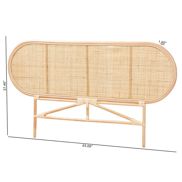 English Elm Modern Woven Rattan Freestanding Queen Headboard Bohemian Coastal Bedroom Accent Brown B2750P467664