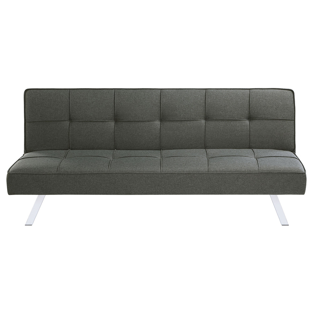 English Elm Joel Grey Tufted Convertible Sofa Bed with Plush Cushioning, Metal Legs, Modern Grey Elegance B062P344956