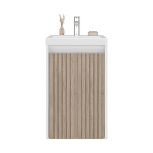 English Elm Homer Wall Mounted Bathroom Vanity with Integrated Sink and Interior Storage White B097P480477