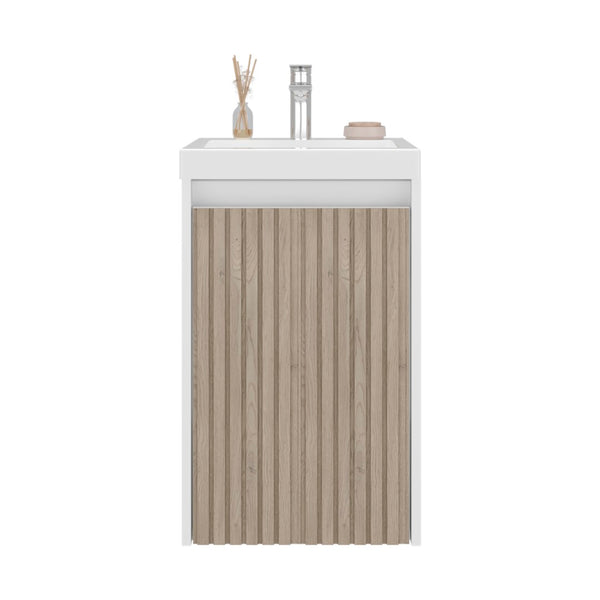 English Elm Homer Wall Mounted Bathroom Vanity with Integrated Sink and Interior Storage White B097P480477