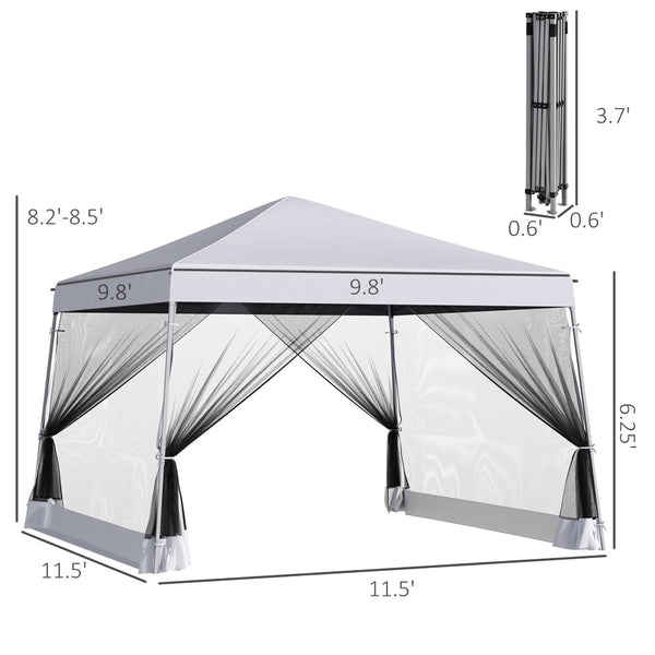 English Elm Outsunny Slant Leg Pop Up Canopy Tent With Mesh, Portable Sun Shelter For Parties & Outdoor Events W2225P200911-GIGA