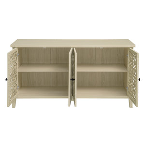 English Elm Hollowed-Out Cabinet With 4 Doors - Stylish American Furniture For Living Room, Bedroom & Study W688P223025