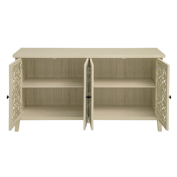 English Elm Hollowed-Out Cabinet With 4 Doors - Stylish American Furniture For Living Room, Bedroom & Study W688P223025