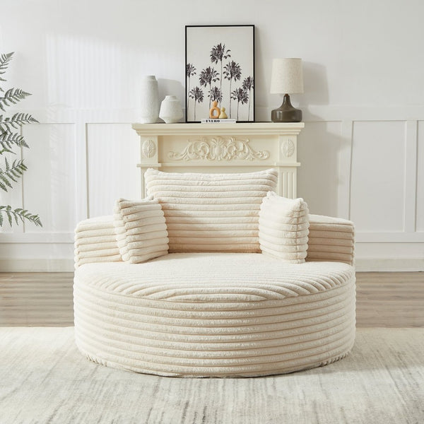 English Elm 55'l Corduroy Sleeper Chair Fluffy Lounge Seat for Bedroom or Media Room W834P413053