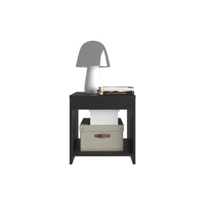 English Elm Nightstand Elaine – Sleek Black Engineered Wood Bedside Table with Spacious 10.5"H Lower Shelf, Compact Durable Design B092P245910