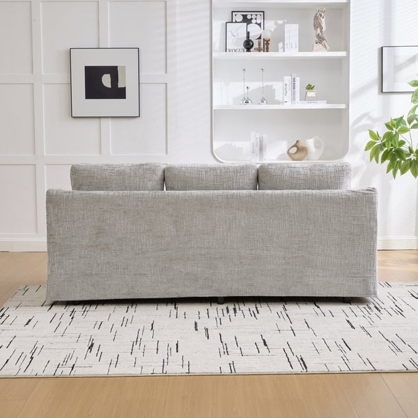 English Elm 83.86" Wide Chenille Three-seater Sofa Deep Cushioned Living Room Couch with Removable Covers Gray W3189S00013