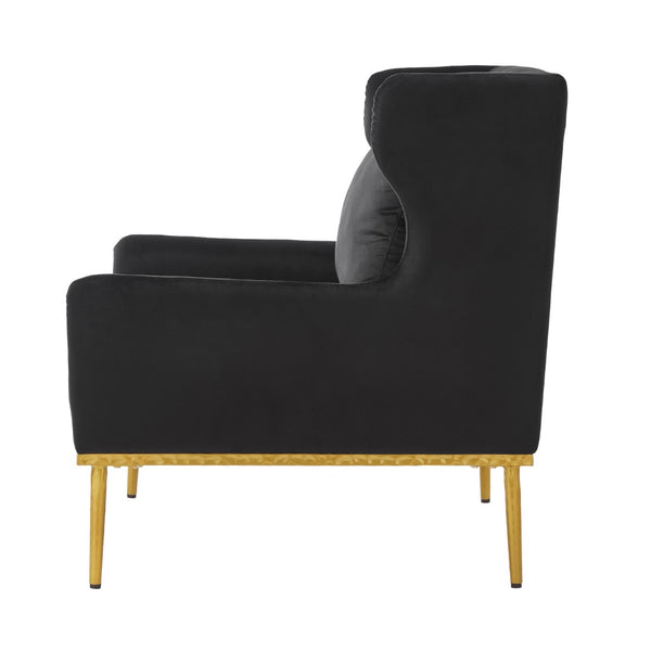 English Elm Modern Velvet Accent Chair Curved Arms Plush Cushion Upholstered Seat for Living Room Black N763P360686B