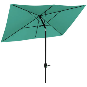 English Elm Outsunny 6.5' X 10' Rectangular Market Umbrella With Crank, Tilt & Uv Protection For Your Patio W2225P200817-GIGA
