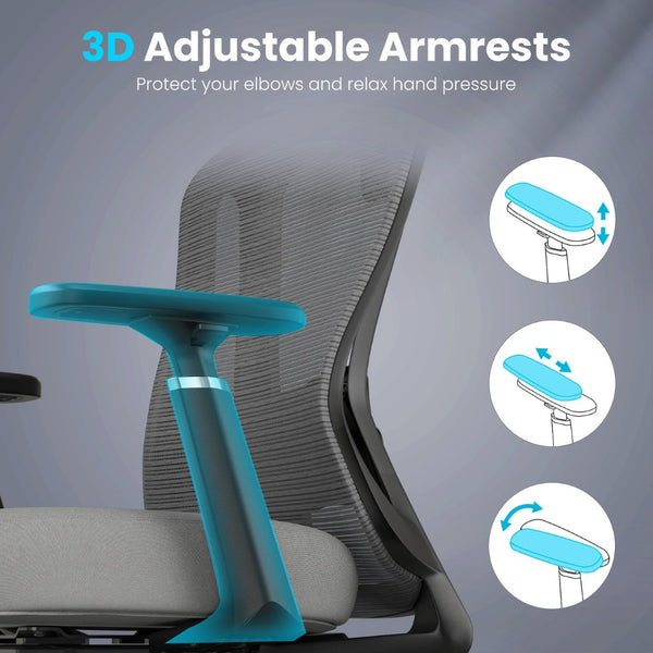 English Elm Ergonomic High Back Mesh Desk Chair with Flip up Arms and Adjustable Lumbar Support Gray T3623P435561