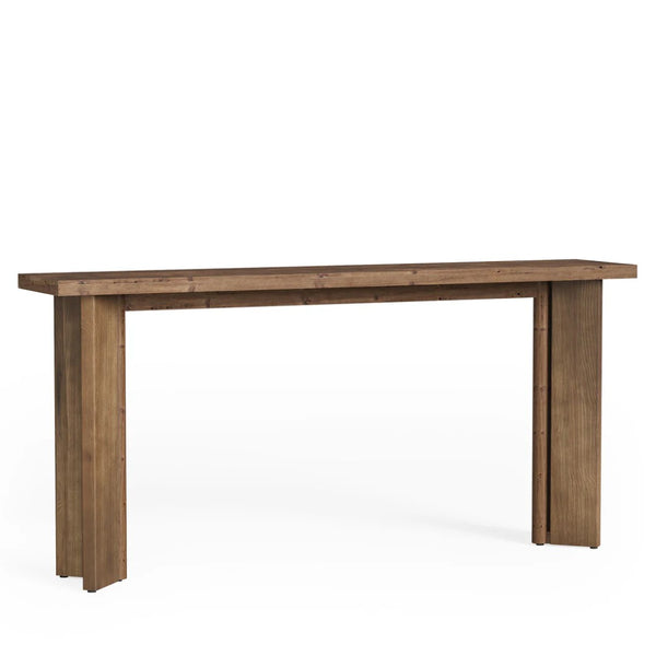 English Elm 2-tier Industrial Console Table Rustic Wood and Black Metal Frame Entryway Sofa T3971P464066