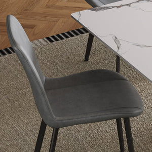 English Elm Dining Chairs Set of Four Gray Pu Leather Gold Leg Modern Kitchen Seating W2700P352198