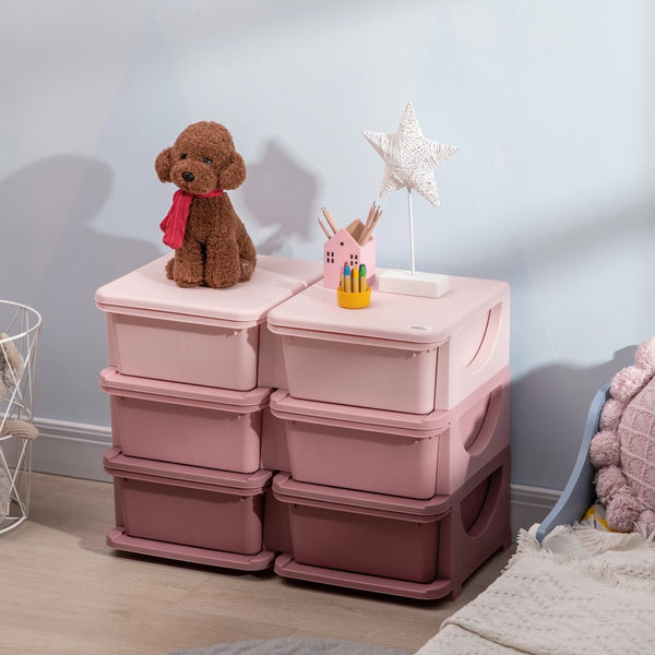 English Elm Qaba 3 Tier Kids Storage Unit – Colorful 6 Drawer Toy Organizer For Playrooms & Bedrooms, Pink W2225P217321-GIGA