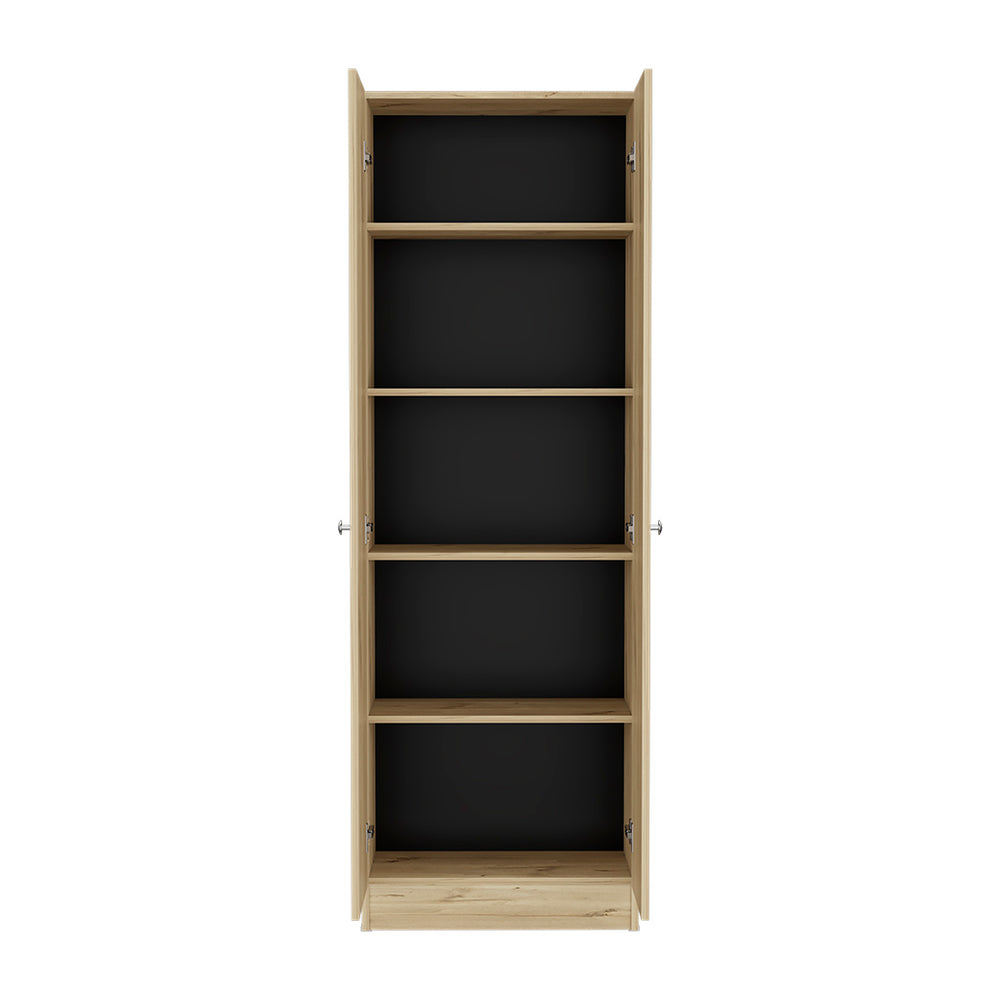 English Elm Multistorage Cabinet 71" H - Stylish Light Oak & Black Storage Solution With 5 Shelves For Clutter-Free Living B097132950