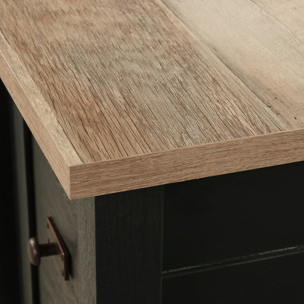 English Elm Desk, Modern Farmhouse Black Finish With Durable Engineered Wood, Storage Drawers & Easy Assembly B356P402712