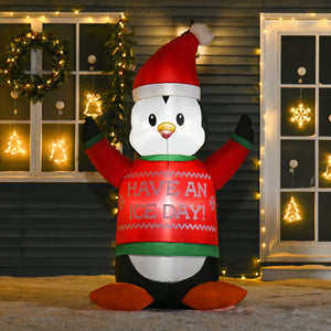 English Elm Homcom 6Ft Inflatable Christmas Penguin Decoration With Led Lights, Durable & Festive Outdoor Decor W2225P229428