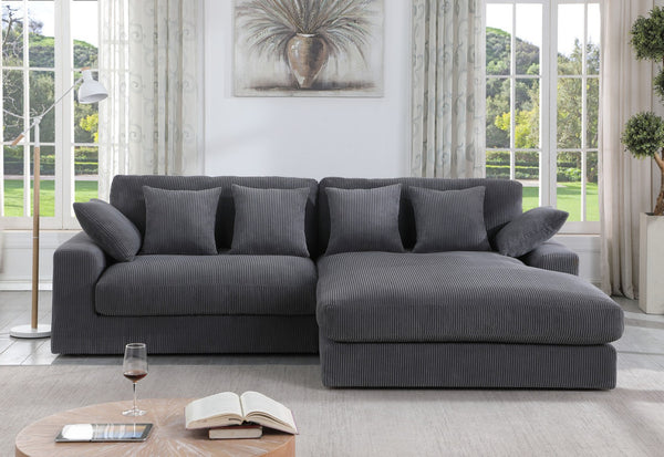 English Elm Astra Reversible Corduroy Sectional Sofa with Chaise Six Pillows Living Room B2749S00233