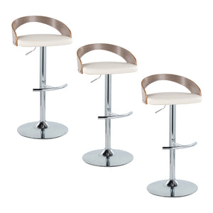 English Elm Adjustable Swivel Barstools Set of 3 Faux Leather Chrome Base Kitchen Island B202S02030