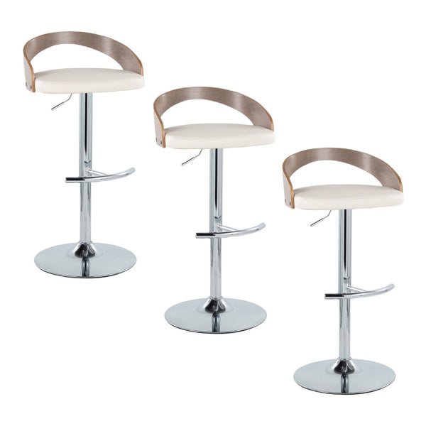 English Elm Adjustable Swivel Barstools Set of 3 Faux Leather Chrome Base Kitchen Island B202S02030