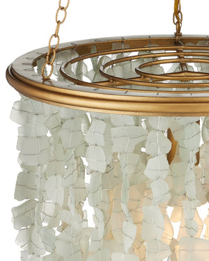 Currey & Company Verre De Mer Small Chandelier - Ocean-inspired Glass Lighting Fixture With Adjustable Height & Glow Gold Glass ,Wrought Iron 9000-1317-currey-company