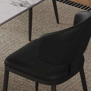 English Elm 71" Modern Rectangular Dining Table For 6-8 With Stylish Black Titanium Base & 8 Leather Chairs Included W2700S00055