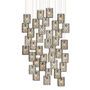 Regatta Captivating Multi-Drop Pendant Light with Natural Capiz Shell and Stunning Cupertino Finish