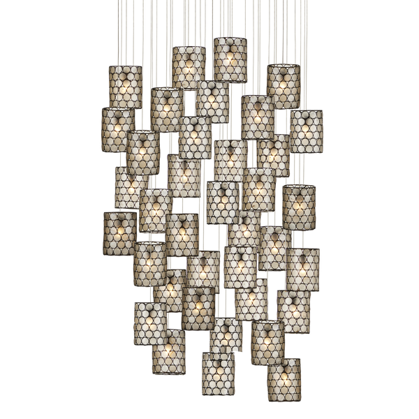 Regatta Captivating Multi-Drop Pendant Light with Natural Capiz Shell and Stunning Cupertino Finish