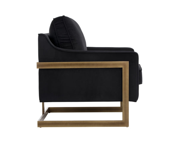 Sunpan Kalmin Lounge Chair - Stylish Deep Seating with Cushioned Back and Rustic Bronze Frame for Comfort Abbington Black