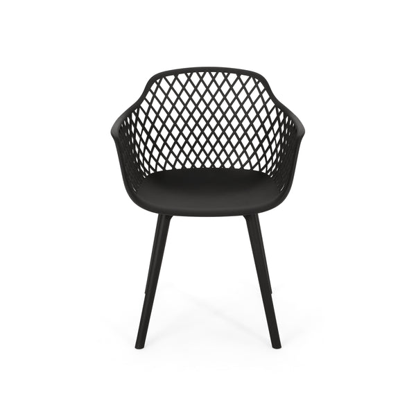 English Elm Christopher Knight Home® - POPPY Weather-Resistant Outdoor Dining Chair with Diamond Mesh Design, Sturdy Polypropylene Comfort Black 24 L x 23.5 W x 22.4 H 69069.00BLK