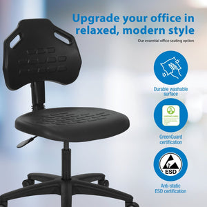 OSP Home Furnishings Armless Task Chair with Lumbar Support Urethane Seat for Modern Office Workstations KH81313