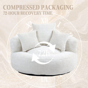 English Elm Lazy Sofa Oversized Ergonomic Bean Bag Lounger with High Wrap Back, Plush Chenille Foam Comfort for Living Room, Bedroom, Office Beige W395P252048
