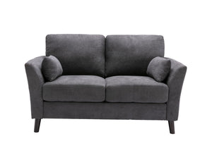 English Elm Damiano Woven Gray Fabric Loveseat with Solid Wood Legs and Pocket Coil Support B2749S00147