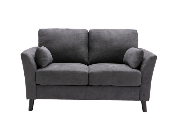 English Elm Damiano Woven Gray Fabric Loveseat with Solid Wood Legs and Pocket Coil Support B2749S00147
