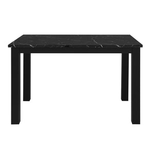 English Elm Sarang Faux Marble Black Dining Table with 4 Silver Padded Chairs — Solid Wood MDF, Sturdy Craftsmanship B201P359580