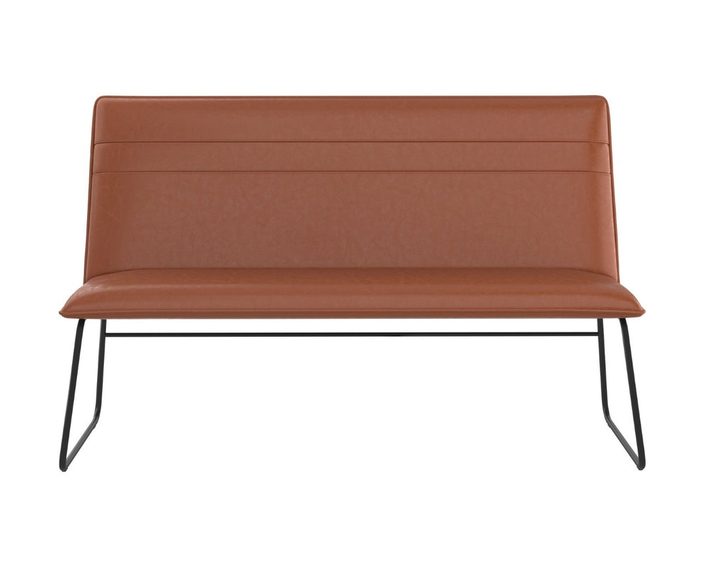 Sunpan HUXLEY Banquette in Hazelnut Faux Leather - Mid-Century Modern Design for Stylish Seating Solutions 109150