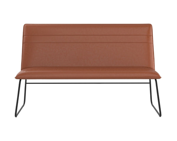 Sunpan HUXLEY Banquette in Hazelnut Faux Leather - Mid-Century Modern Design for Stylish Seating Solutions 109150