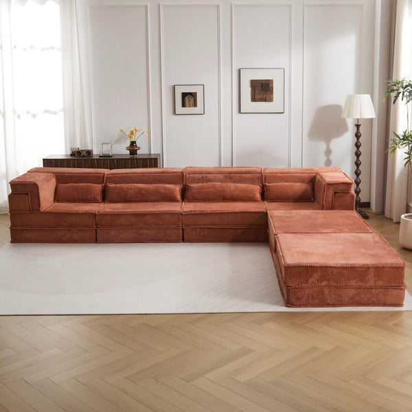 English Elm Compression Mahjong Sofa: Versatile No Assembly Modular Floor Sofa Bed For Cozy Living Spaces W3723S00038